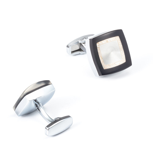 New square silver CD enamel metal cufflinks for export French-style shirts, wholesale men's cufflinks