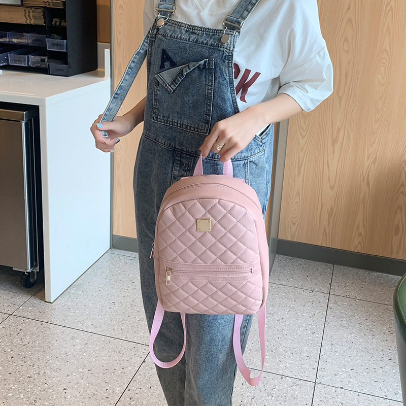 リュックサック大容量収納学院風カバンファッション菱格刺繍バッグ多機能女性カバン斜め掛けカバンバッチ