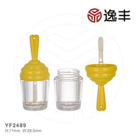 可爱多巴胺黄色蜂窝造型盖子唇彩瓶唇蜜管唇釉管逸丰彩妆工厂批发
