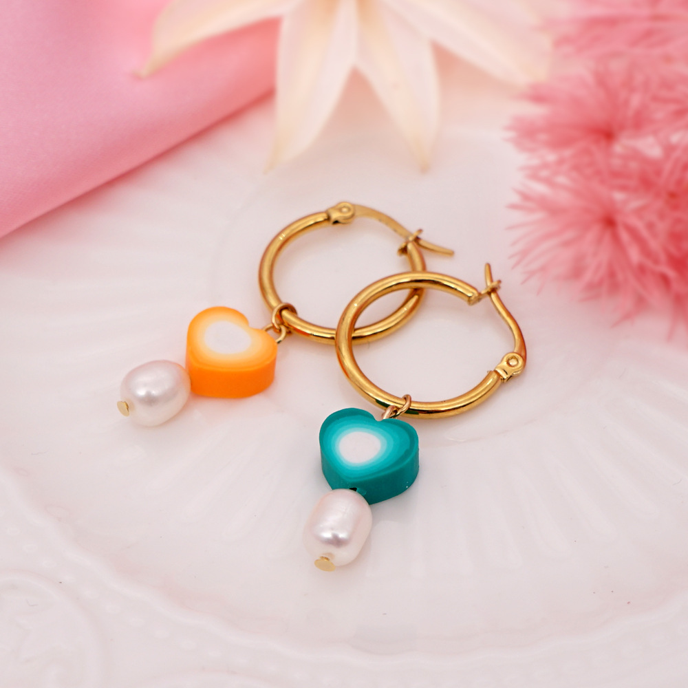 Bohemian Color Matching Simple Soft Ceramic Pearl Earrings Wholesale display picture 16