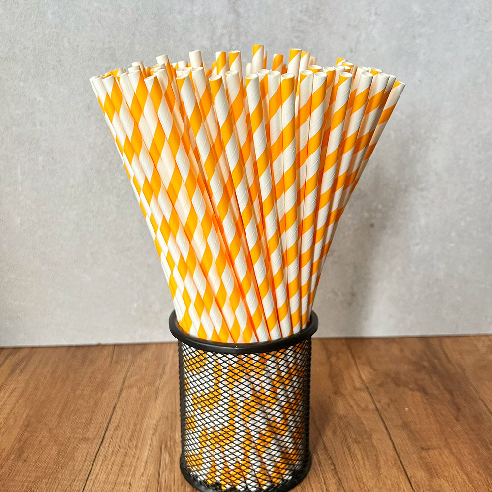 Nuevo producto 25cm alargado mano paja de papel desechable degradable paja de postre pastel fiesta paja decoración