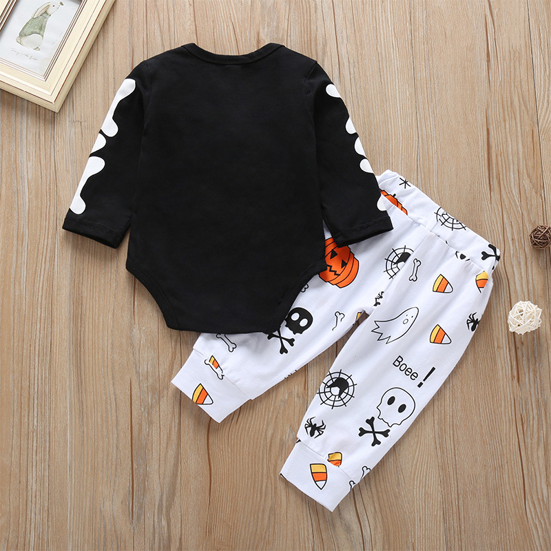 Wholesale Cartoon Halloween Bone Bow Long-sleeved One-piece Suit Nihaojewelry display picture 10