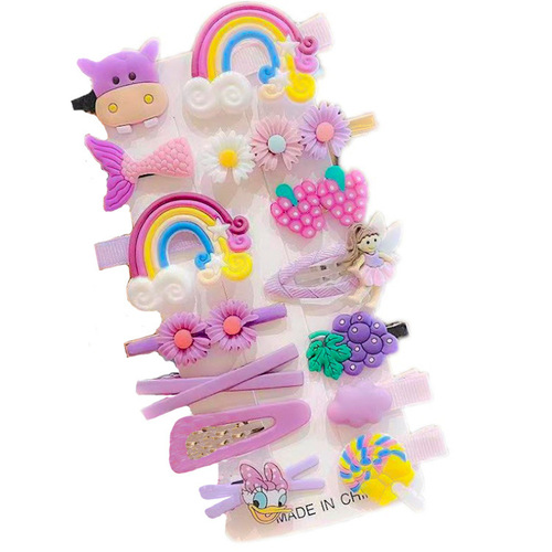 New children's hairpin girls hairpin Korean cute princess flower teenager side clip bangs 14-piece set small clip