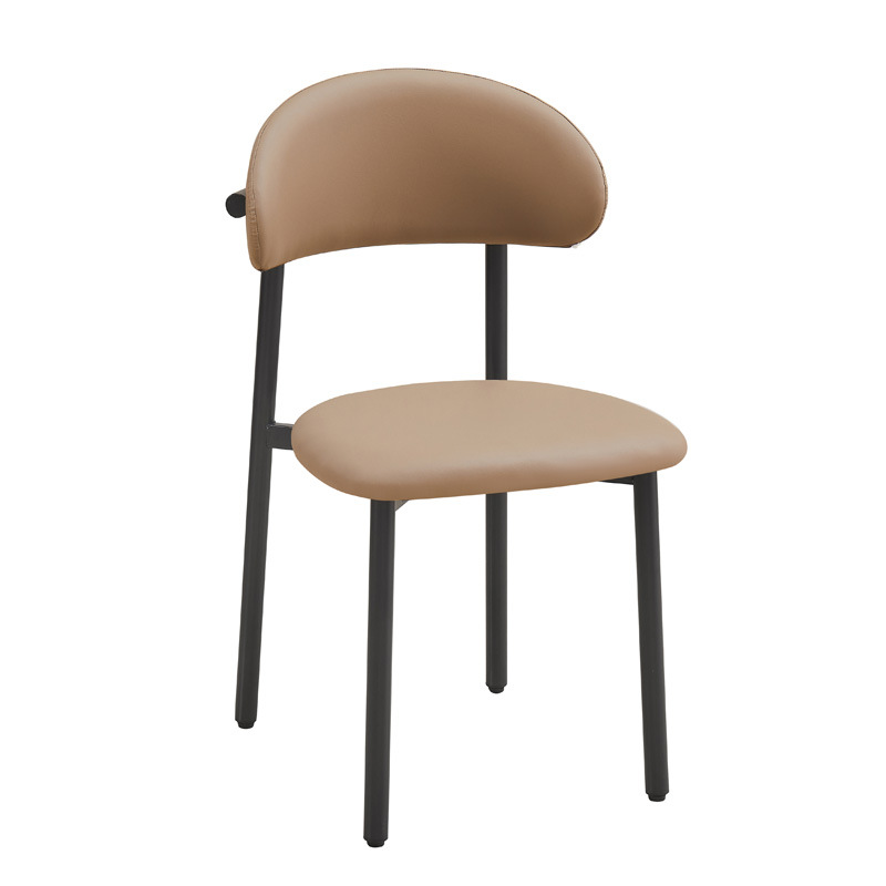 Silla de comedor de lujo ligero, cojín de cuero para el hogar, silla de ocio, silla de recepción de hotel, silla de banquete comercial, silla de comedor