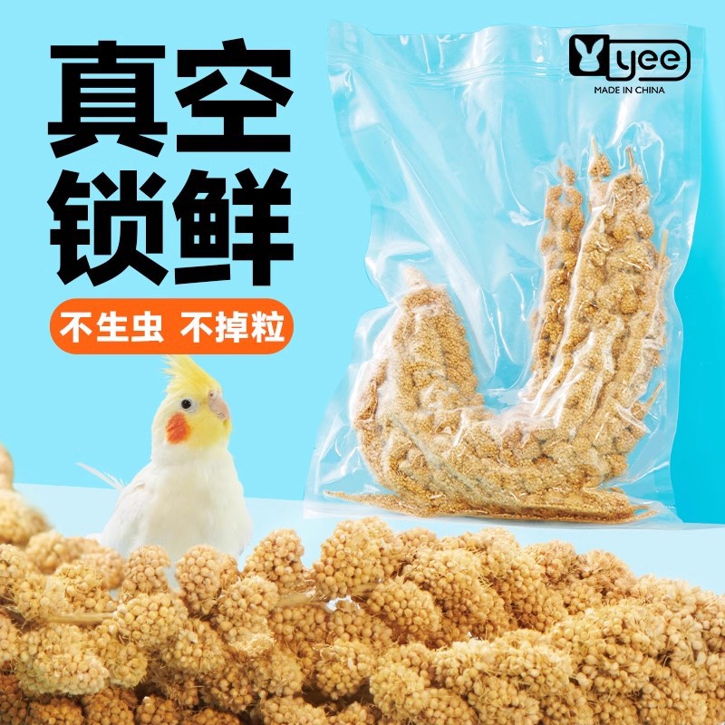 鹦鹉谷穗带壳黄谷子小米玄凤虎皮饲料鸟粮鸟食文鸟珍珠鸟零食谷子