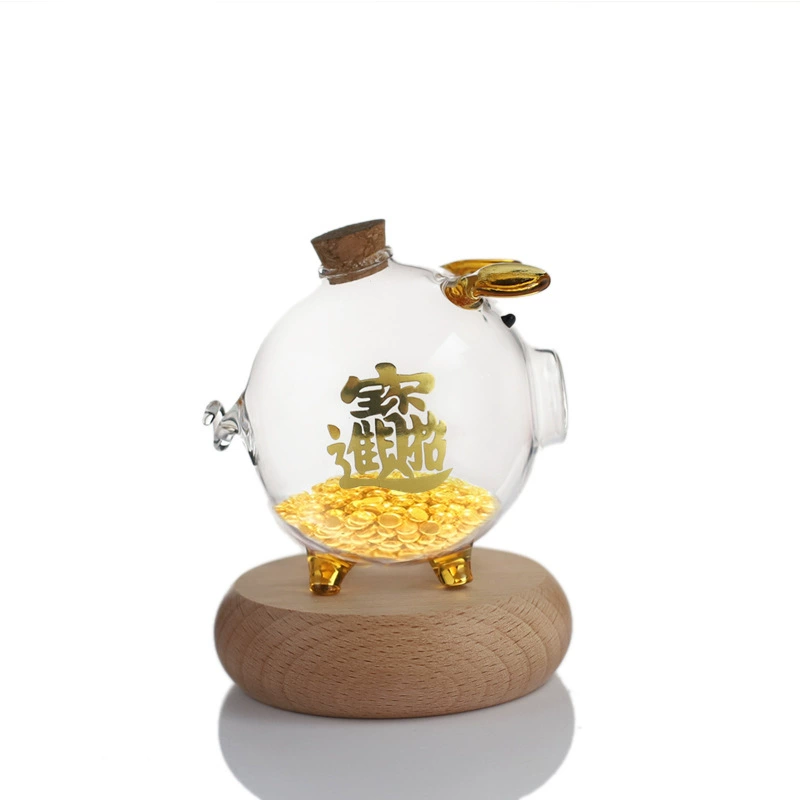 Креативная золотая бобовая пiglia мини-поросёнок хранилище копилка прозрачное стекло ручная работа детские милые подарки