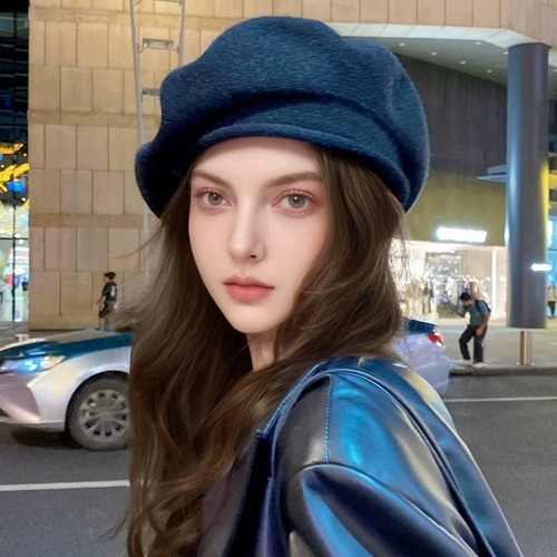 Beanie cap, large head circumference, wide-brimmed knitted hat, Korean style versatile knit pumpkin hat, Japanese style warm winter painter's hat