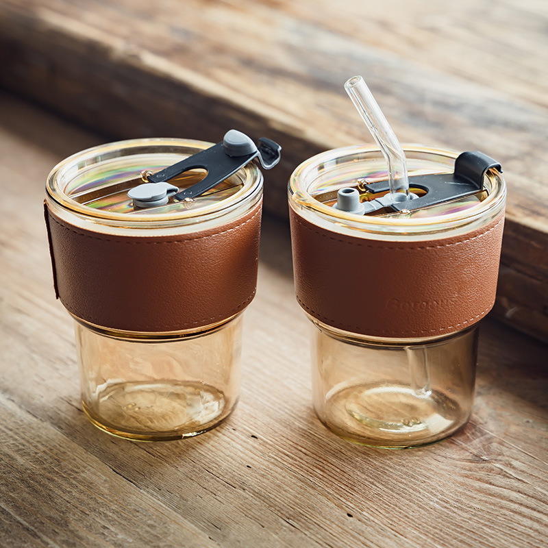 [High value] taza de bambú de vidrio taza de café de oficina taza de bebida taza de jugo de frutas taza de agua de paja