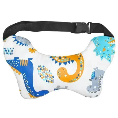 Kids' Car Sleeping Gadget – Headrest - dual-purpose-car-and-stroller-white-dinosaur
