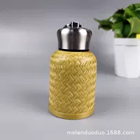 Термокружка с бамбуковой оболочкой, нагреваемая кружка, бутылка для подогрева, корпус из тонкой бамбуковой стружки, внутренняя часть из нержавеющей стали 304, бамбуковая полоска