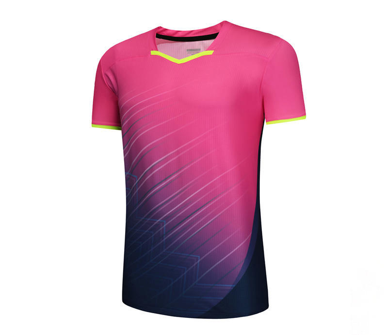 Nuevo traje de bádminton fresco de manga corta succión de sudor rápido secado hombre y mujer de cuello redondo de verano traje de bádminton deportivo