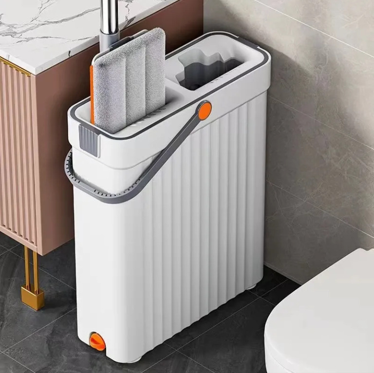 New Thickened Scratch-Resistant Mop Bucket with Dry and Wet Separation, Flat Mop for Home Use, One-Step Cleaning, Hands-Free Lazy Mop