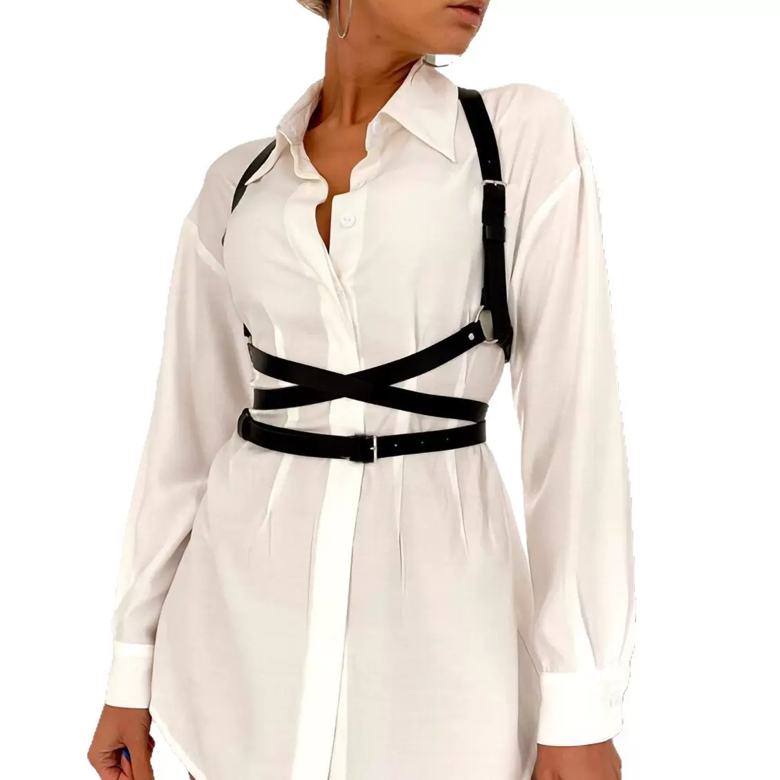 情趣用品双层缠绕背带腰带 SM女用穿戴束缚衣 PU皮革捆绑调教玩具