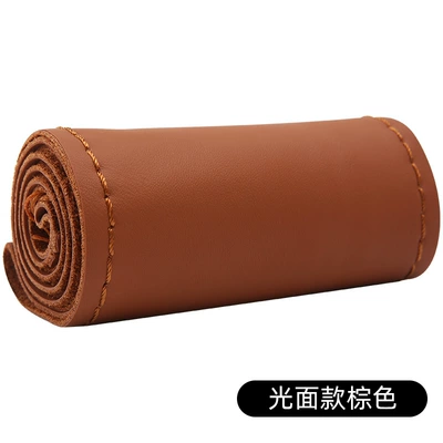 First layer cowhide car steering: Steering wheel cover - glossy-style-brown-38cm