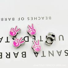 新款粉色滴油合金手势趣味0k手链各种DLY配件