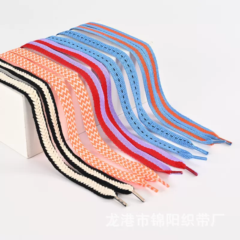 浪凡板鞋带波浪纹鞋带涤纶针织提花时尚面包鞋服饰花边织带编织