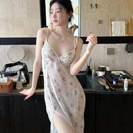 黁白2026超仙新款甜美夏季碎花睡裙蕾丝性感吊带薄款睡衣家居服网