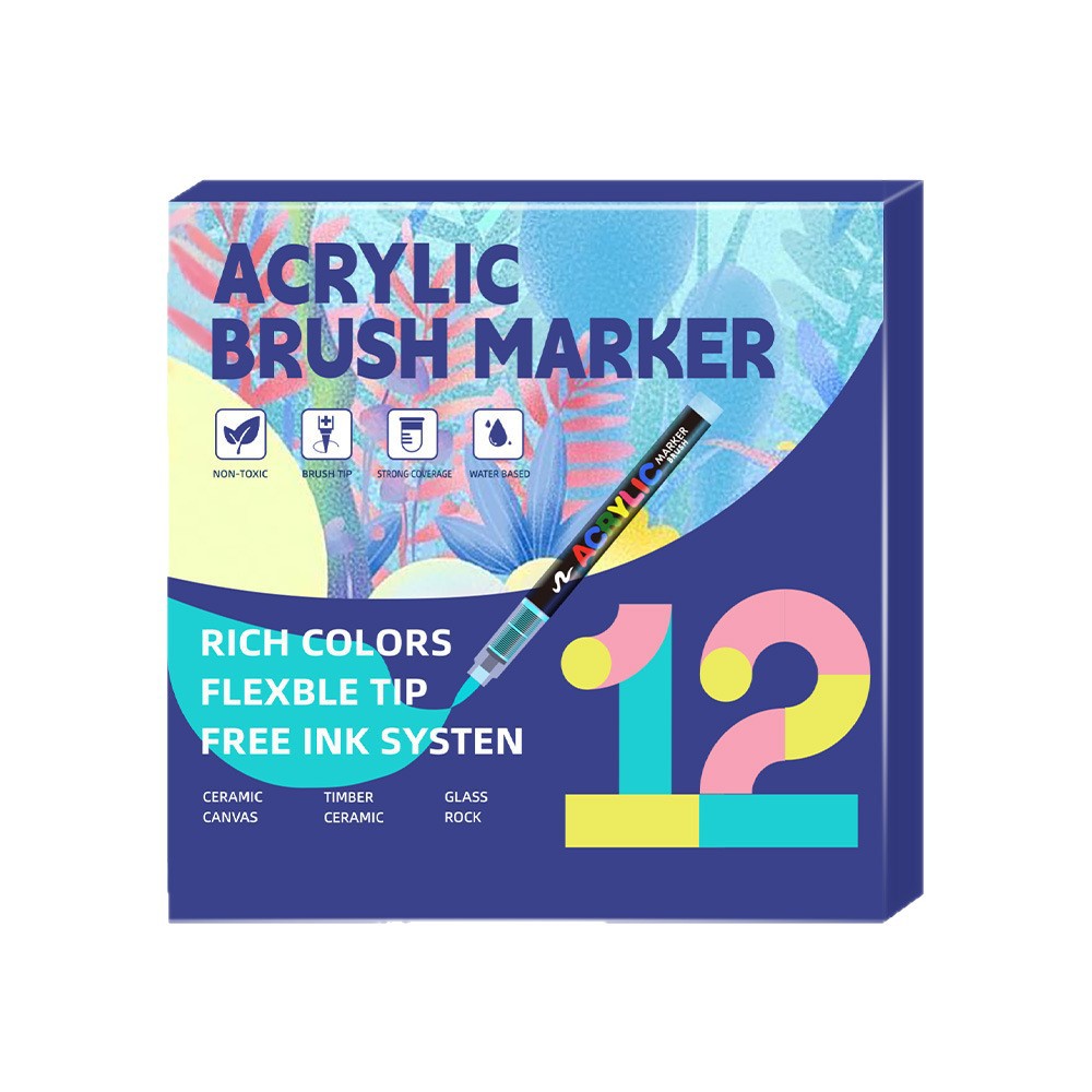 Nuevo marcador acrílico de punta suave tipo líquido recto para pintura artística de estudiantes, bolígrafo de tinta de control de color apilable, bolígrafo de dibujo de gran capacidad.