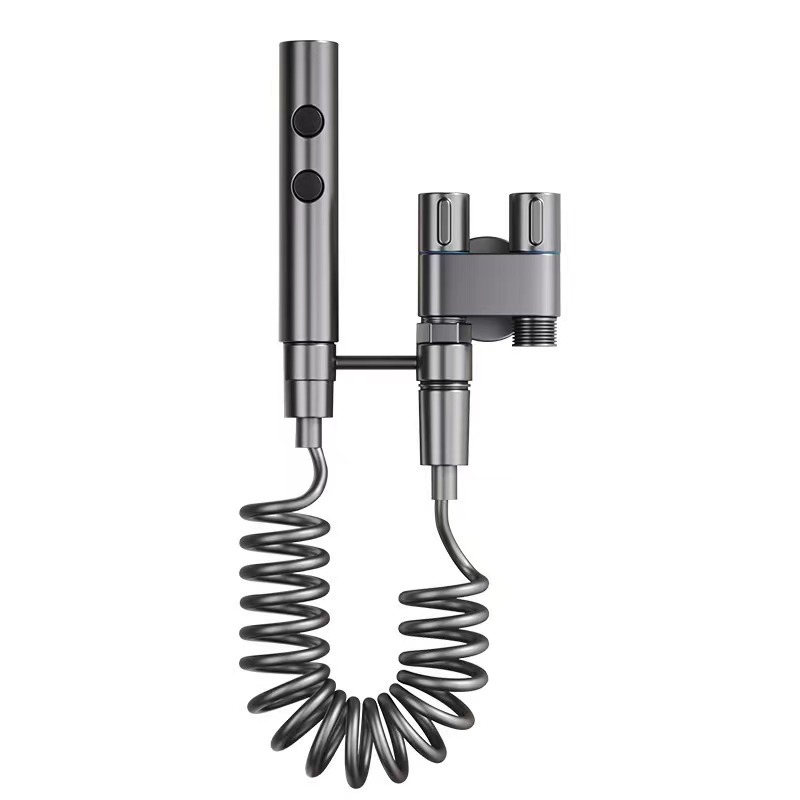 Toilet companion flushing spray gun household bathroom high-pressure spray gun flushing toilet faucet one-in-two-out faucet
