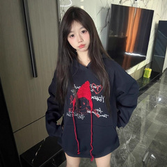 韩系原创慵懒风小红帽连帽卫衣女2025秋季新款韩版宽松百搭上衣