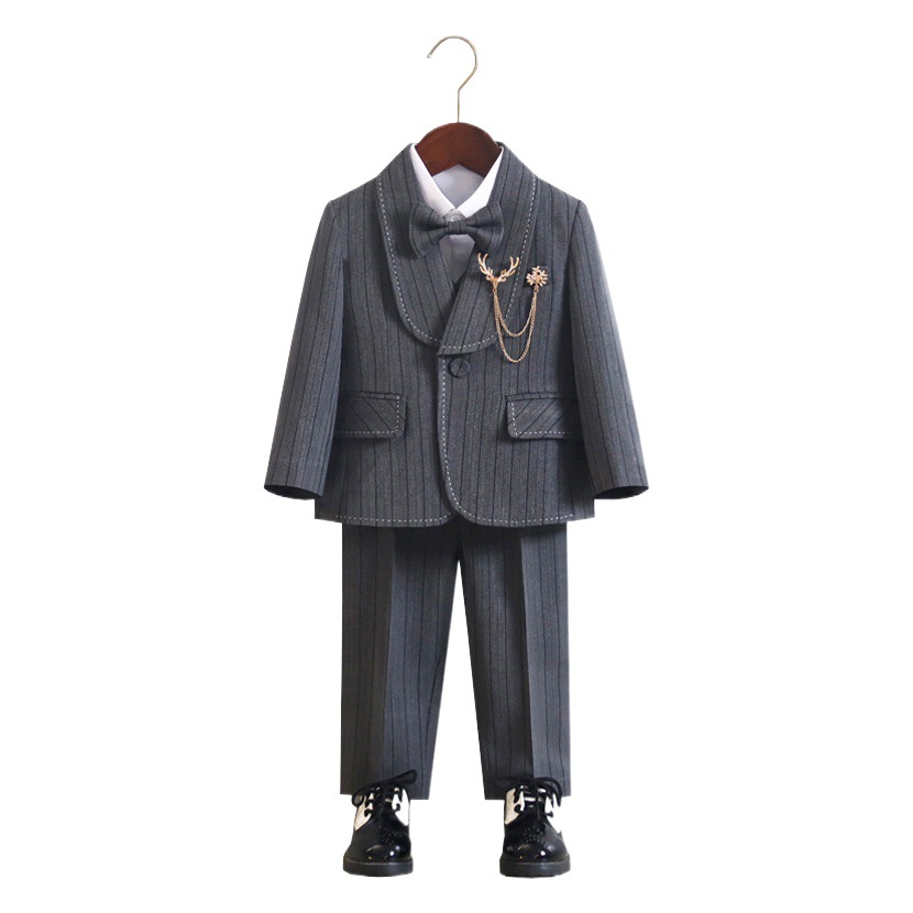 Children's suit spring and autumn suit vest suit boys flower children's one-year-old dress host piano performance clothes foreign trade