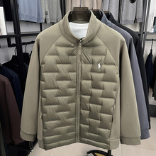 品牌50绒针织拼接男士羽绒服2025秋冬新款立领加厚保暖羽绒外套男