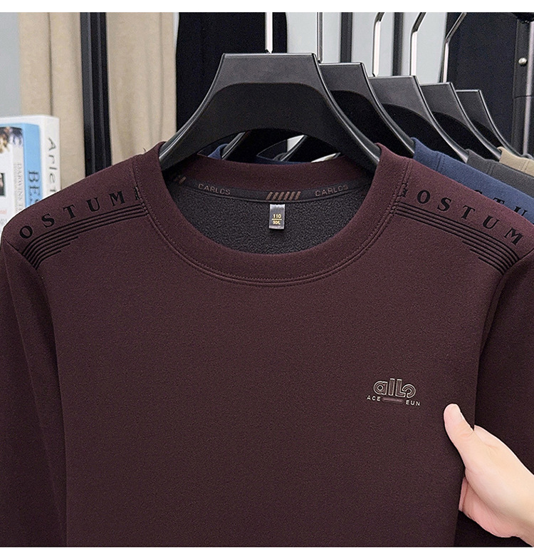 Áo sweatshirt nam cổ tròn dài tay, nỉ lông cừu dày dặn, form rộng thoải mái — Xanh trên chi tiết 19