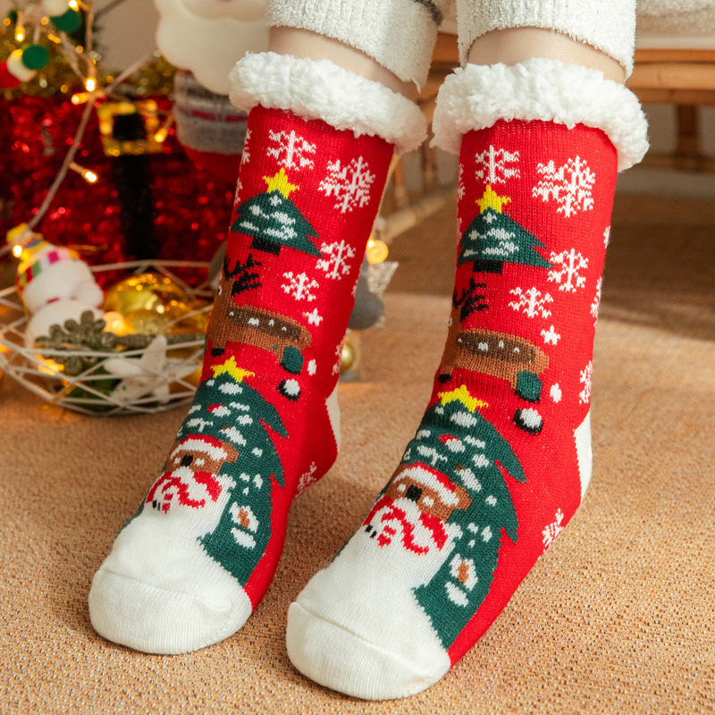 Calcetines de lana de cordero para mujer, para invierno y Navidad, calcetines antideslizantes para adultos, para interiores, para la nieve, para la alfombra, para el hogar. image 14