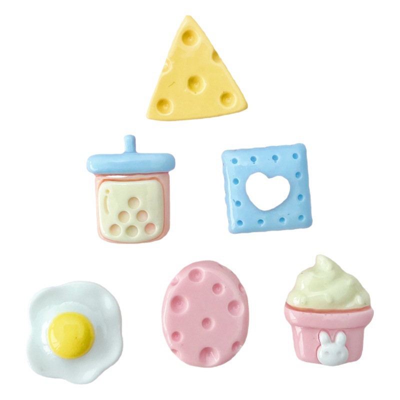 Brillante mini queso tamaño pequeño huevo leche té taza resina accesorios helado comida y juego crema pegamento borde Accesorios