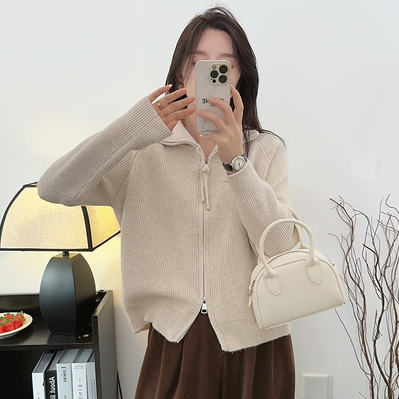 Casual Tops for Women 2025 New Hot Style Autumn and Winter Zipper Sweater Cardigan Small Loose Knitted Top