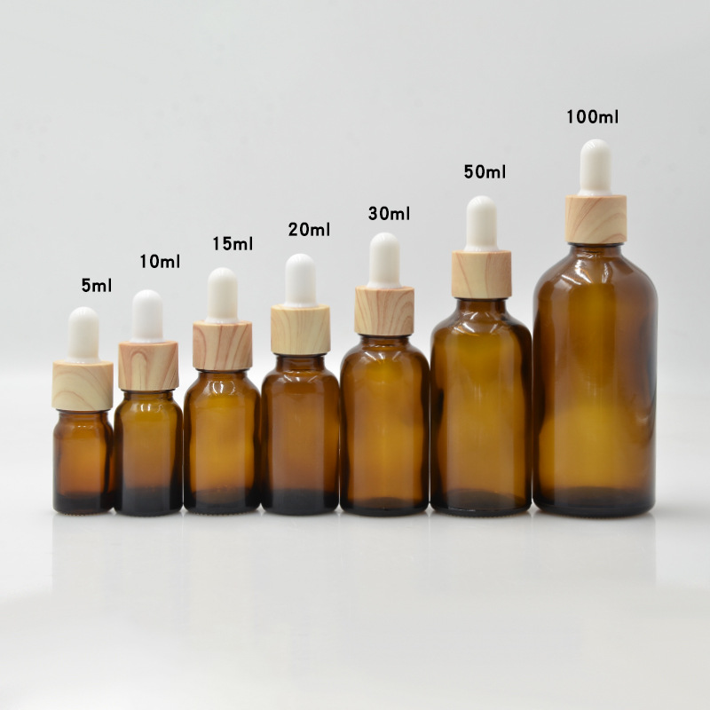 Botellas de vidrio ámbar para aceites esenciales | A prueba de luz, con gotero o bola rodante, lista para usar