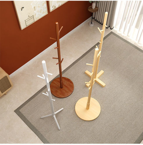 Coat rack floor-standing vertical clothes rack Internet celebrity clothes rack bedroom living room simple solid wood clothes drying rack direct sales wholesale