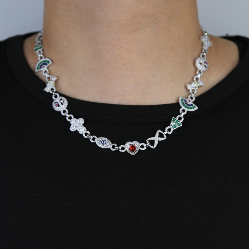 Necklace Classification Copper Inlay Geometric Heart Shape Zircon Necklace