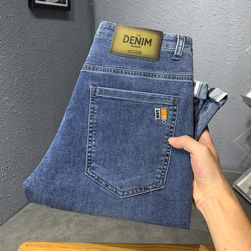 High end embroidered jeans for men's 2023 new slimming and slim fit leggings Korean version light luxury versatile_voghion.com