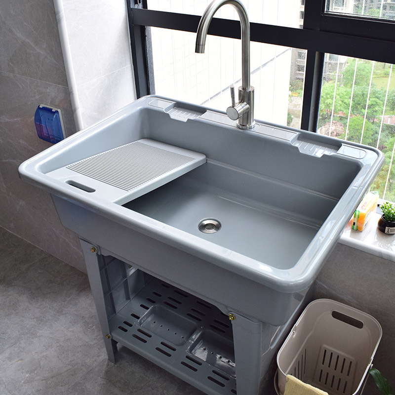 Thickened Laundry Pool Laundry Basin with Washboard Plastic Balcony Kitchen Sink Washstand Washboard Integrated Others