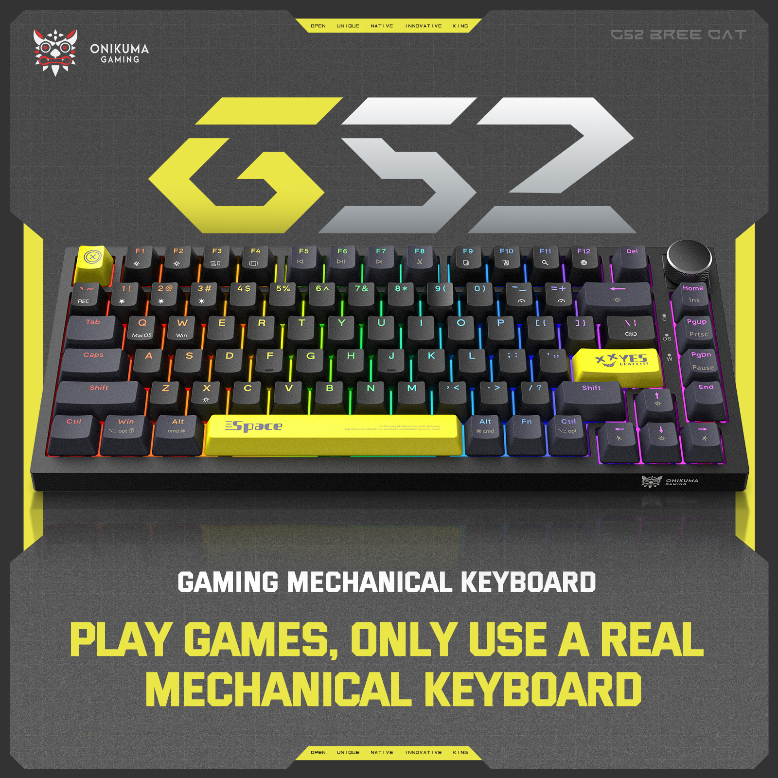 ONIKUMA G52 real mechanical keyboard computer office game wired keyboard electronic green shaft 82 key keyboard