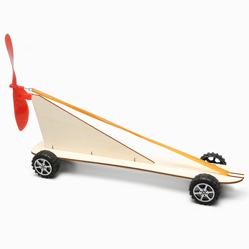Madera hecha a mano clase banda de goma coche Tecnología pequeña producción niños ciencia experimento jóvenes estudiantes DIY Juguetes