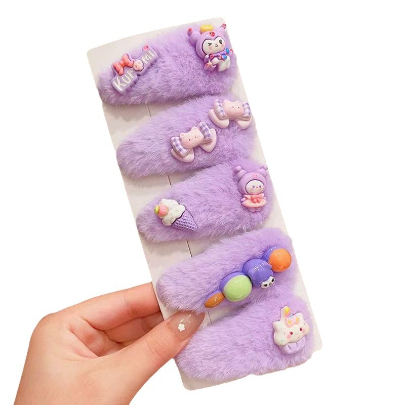 Kolomi niños abrazadera de cabello de otoño y invierno lateral abrazadera de cabello de niña abrazadera de cabello de cabello de niña pequeña frente abrazadera de cabello