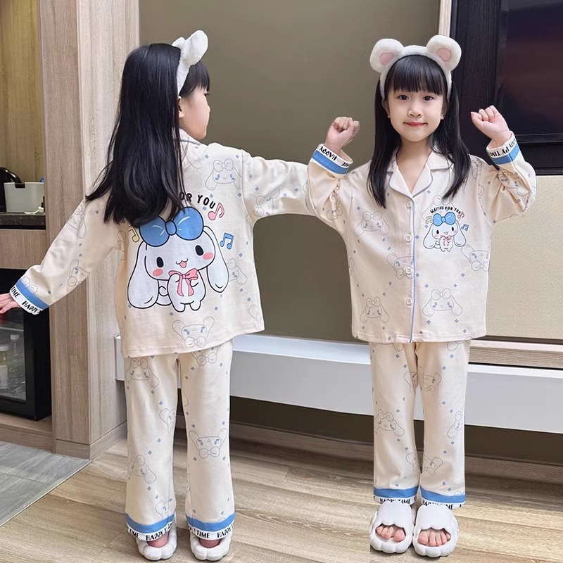 Pijamas de niñas 2025 nueva primavera y otoño algodón de manga larga delgada para niños ropa de casa para niños pequeños set