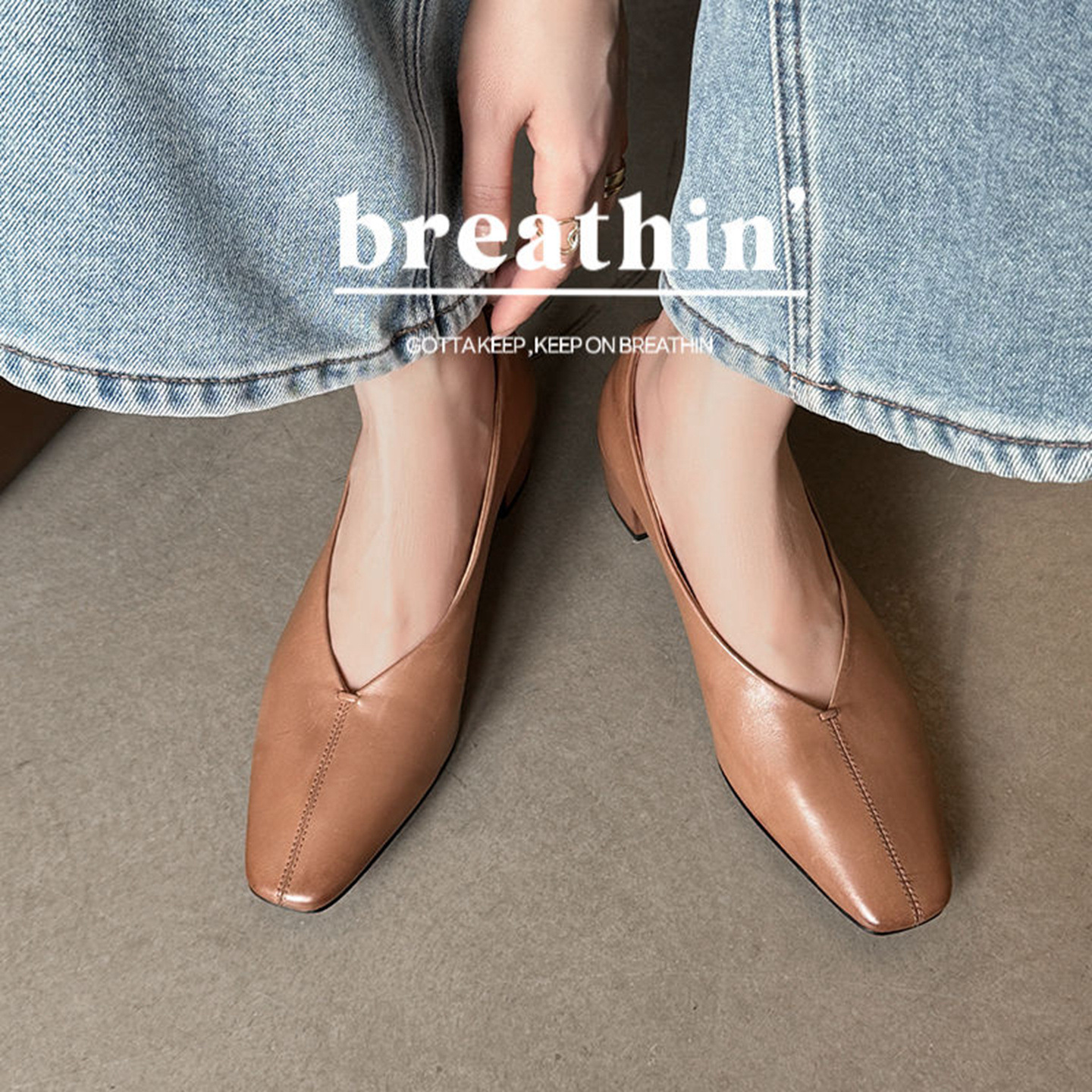 Giày nữ da bò gót vuông cổ V mũi nhọn, phong cách bà nội (granny shoes) đế thấp, đi làm hằng ngày — màu nâu chi tiết 1