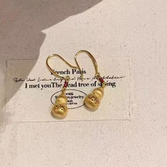 2025新款復古新中式鏤空拉絲葫蘆耳釘小巧精緻百搭福祿耳飾小眾