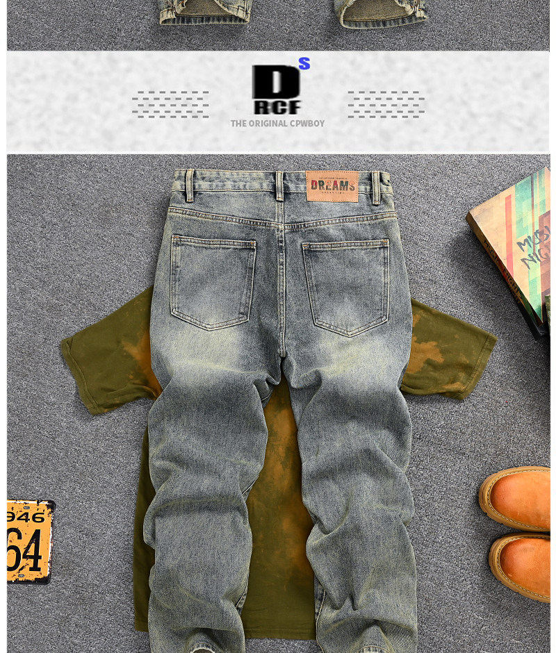 Men's Retro Straight Leg Distressed Jeans Loose Long Trousers Trendy American Youth Disco Squared Versatile_mkmklike.com