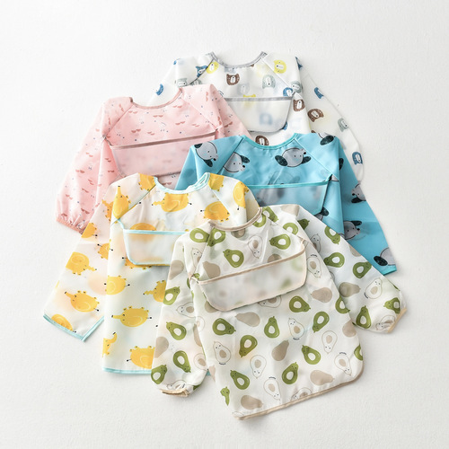 Umbrella children's waterproof bib long-sleeved baby waterproof coverall infant polyester taffeta full body waterproof eating clothes