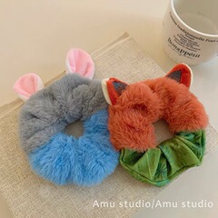 ニック朱迪狂った動物の髪のぬいぐるみのキツネのウサギの耳の大腸のぬいぐるみの女性の秋冬の髪のひもの皮の筋