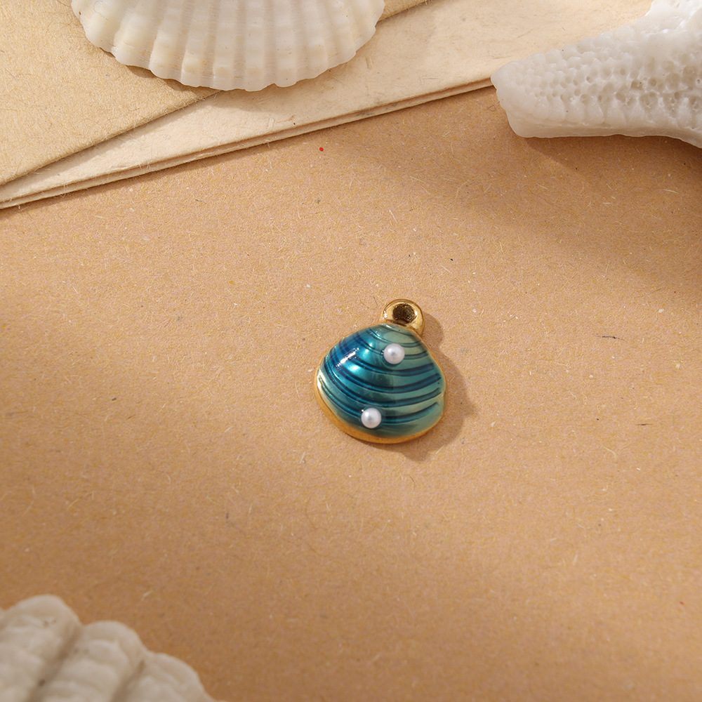 4g Weight Pendant Jewelry Making Type Charms Classification 1 Piece Quantity 304 Stainless Steel Material Shell Pattern All Seasons Season Polished Finish Plating Design Beach Style 1 Piece 304 Stainless Steel Shell Polished Pendant Charms 5