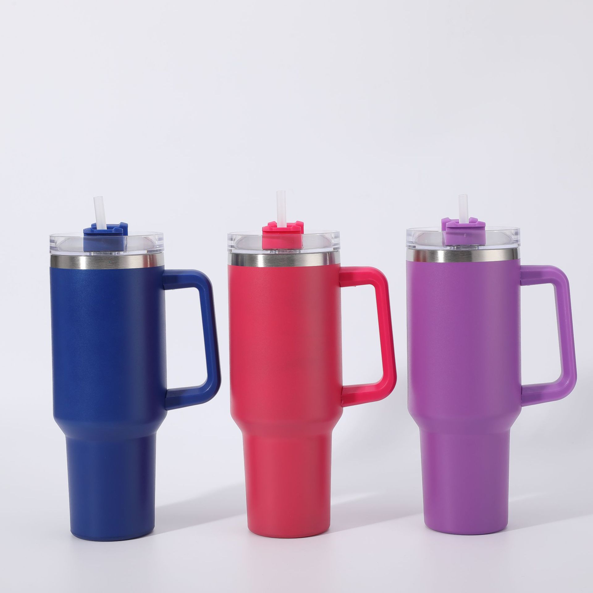 Gourde isotherme en acier inoxydable avec anse et paille 40oz_voghion.com