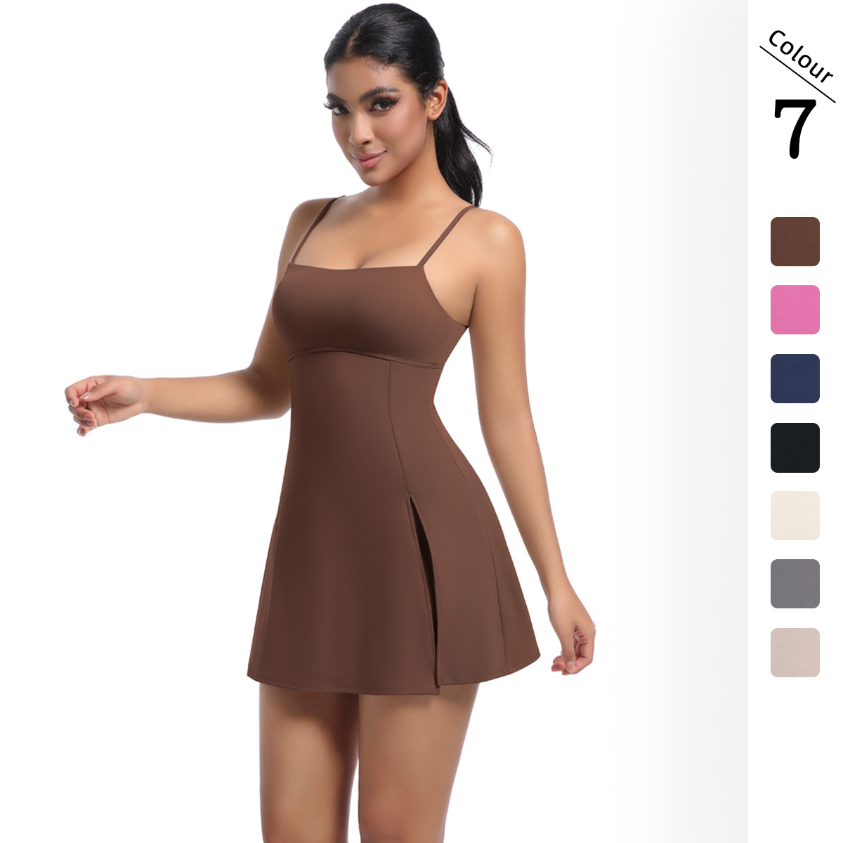 Vestido deportivo anti-flegamento con cojín de pecho transpirable al aire libre golf de belleza cabina de yoga falda de tenis mujer