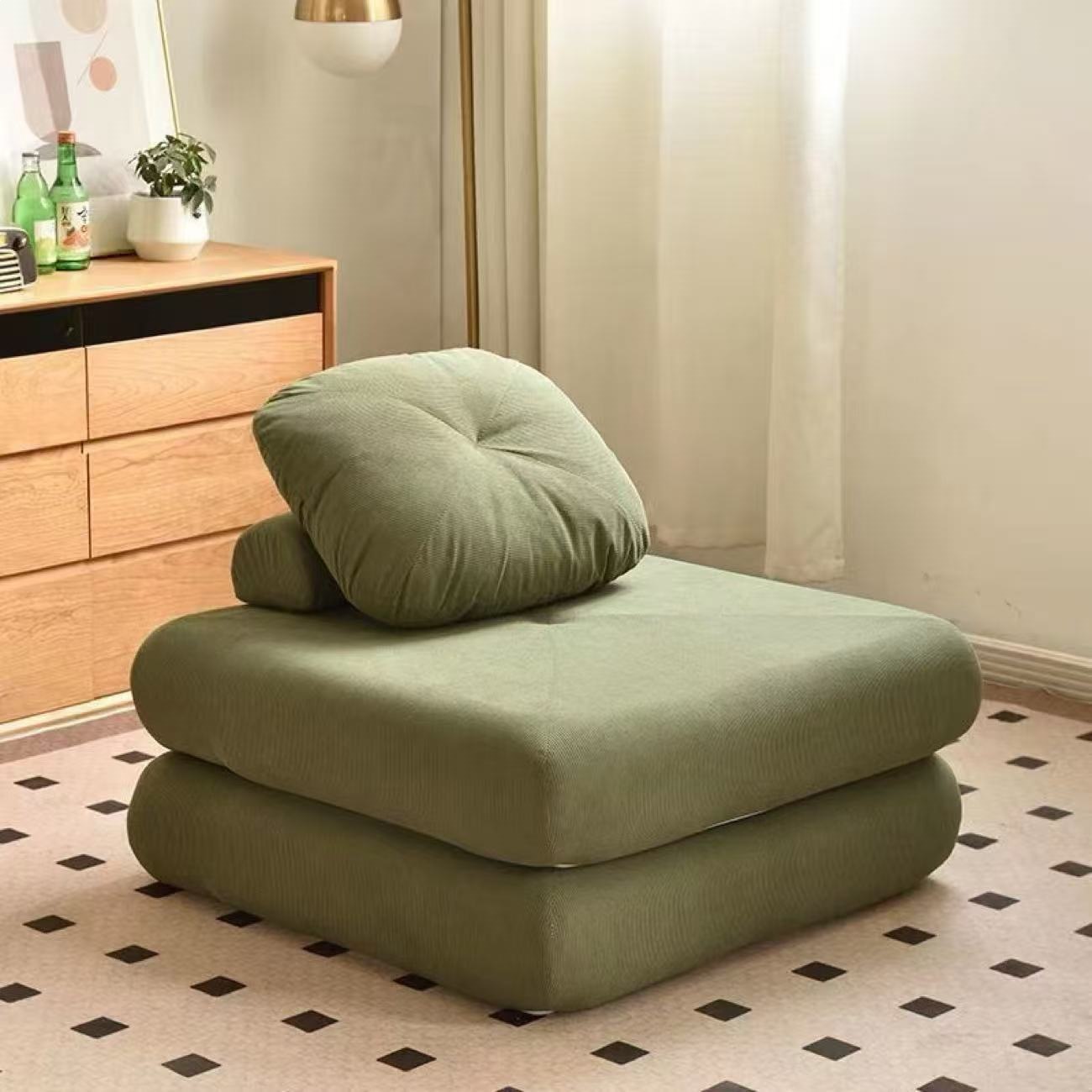 Fábrica directa sofá perezoso bloque de tofu sofá cama pequeña casa dormitorio individual tatami sala de estar tela de limpieza