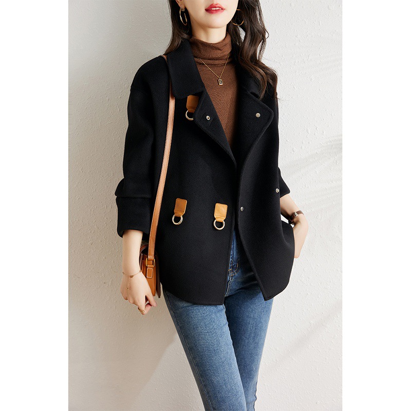 外贸春季双面呢大衣女2025新款韩版时尚小个子短款高端羊毛零羊绒