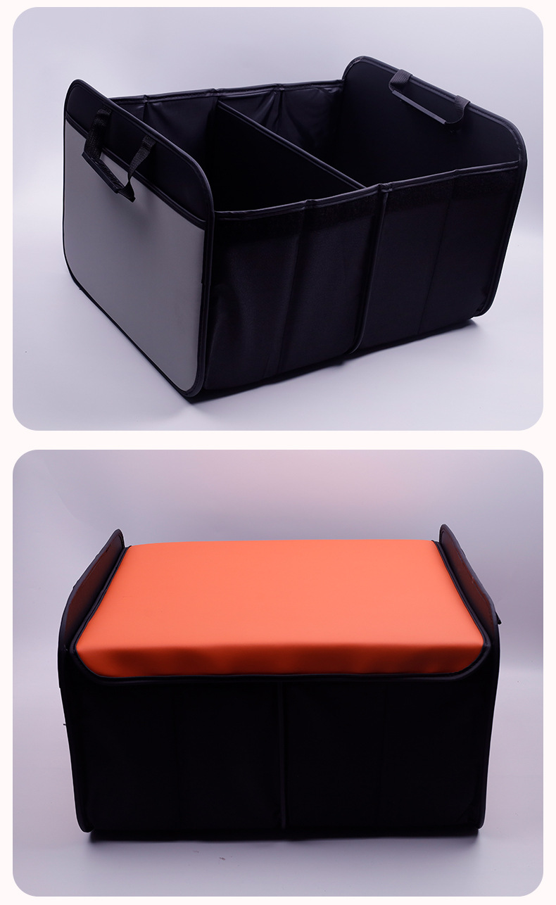 Large Multifunctional Car Storage Box, Car Trunk Miscellaneous Storage Box, Foldable Car Leather Storage Box